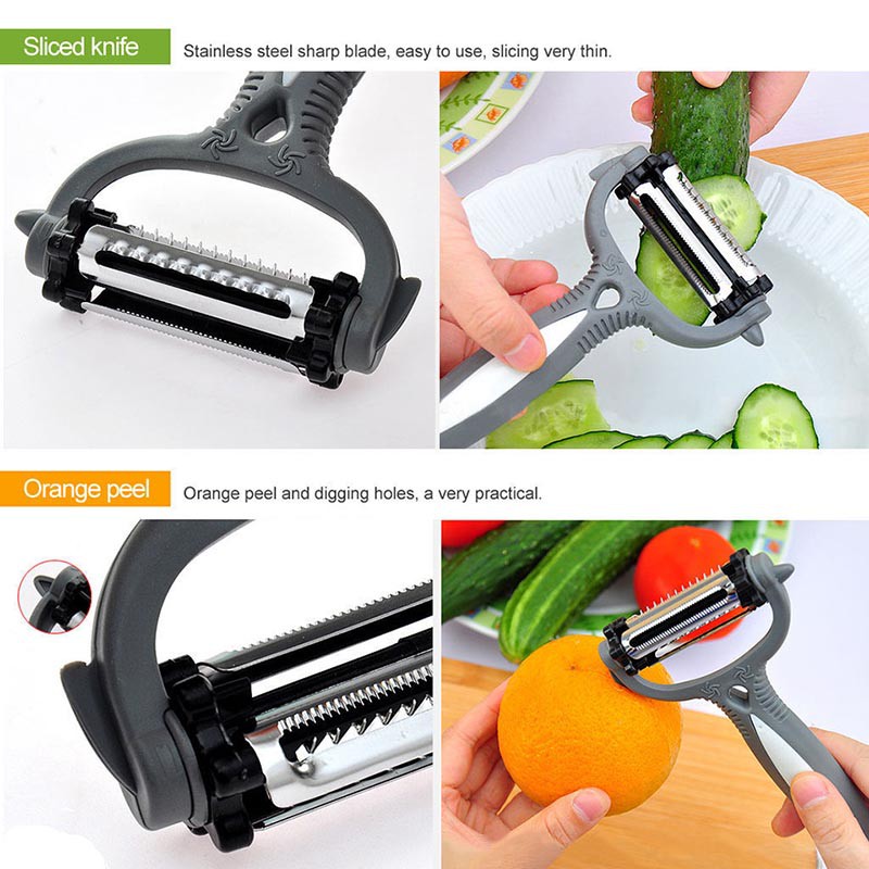 Dao gọt trái cây rau củ Walfos 3 trong 1 có 4 màu/Với đầu xoay