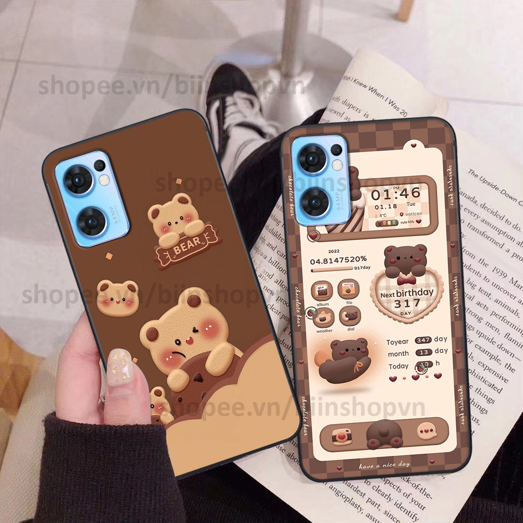 Ốp Oppo Reno 7 5G/ Reno 7Z 5G / Reno 7 4G in hình gấu chocolate kẹo ngọt siêu đẹp siêu xinh