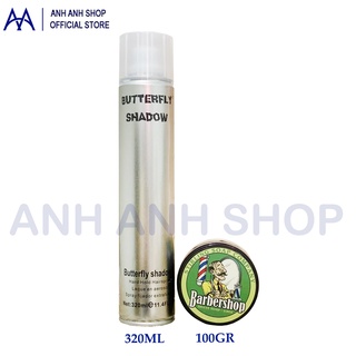 Combo gôm butterfly shadow 320ml và sáp barbershop