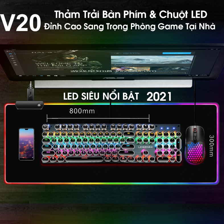 Thảm Lót Bàn Phím Chơi Game Có Đèn LED Nhiều Màu Sắc Cho Máy Tính Phiên bản NEW Được các tín đồ Game Săn Lùng