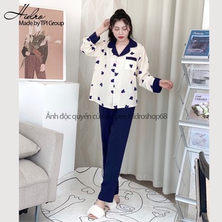 Bộ Pijama Lụa Hạc Dài Tay Chất Lụa Cao Cấp Mềm Mịn Mát