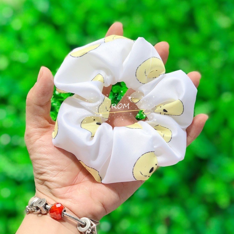 Cột tóc scrunchies gấu dễ thương tông màu pastel