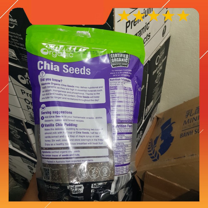 Hạt chia Úc tím Absolute Organic Chia Seeds 1kg