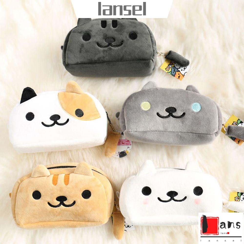 Túi đựng bút / đồ trang điểm sức chứa lớn hình mèo dễ thương cho nữ