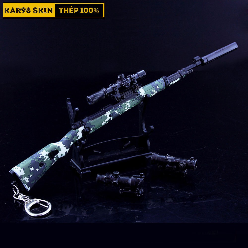 Mô Hình PUBG Kar98 SKin Digital Tặng Kèm 3 Scope Và Kệ Trưng Bày 19cm