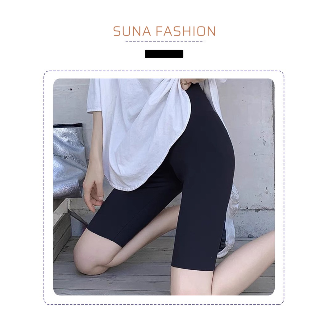 Quần legging đùi nữ nâng mông cạp cao, Quần legging lửng nữ SUNA FASHION bigsize từ 40 - 65kg