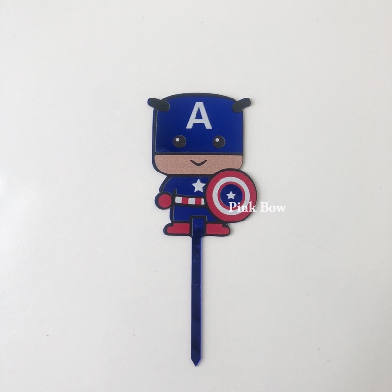 Topper mica phụ kiện trang trí bánh kem sinh nhật hình anh hùng MARVEL IRON MAN/ SPIDERMAN/ CAPTAIN/ BATMAN/ SUPPER MAN