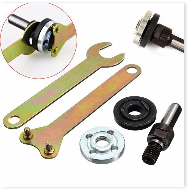 Bộ 5 Phụ Kiện Chuyển Đổi Máy Khoan Thành Máy Cưa, Cắt, Mài... Trục 10mm