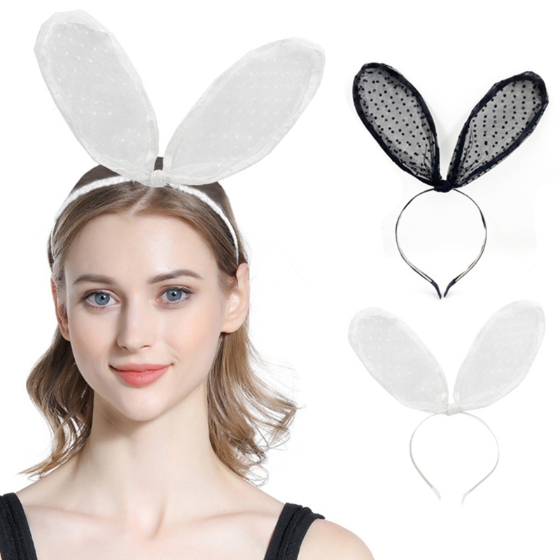 Băng Đô Tai Thỏ Họa Tiết Chấm Bi Phối Ren Hóa Trang Phục Sinh Dành Cho Người Lớn