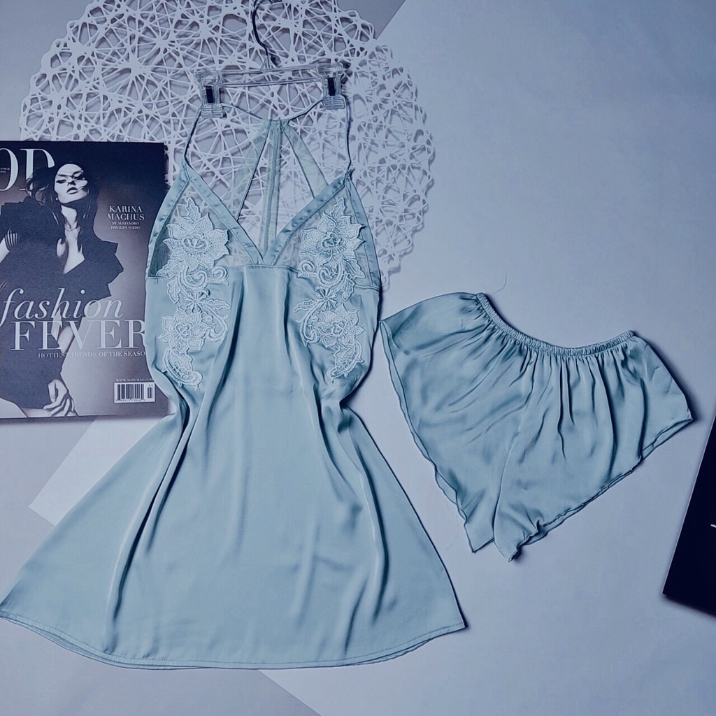 Đầm ngủ nữ sexy hai dây hở lưng satin cao cấp mềm mịn phối ren quyến rũ gợi cảm AN14 - D'Lavia | BigBuy360 - bigbuy360.vn