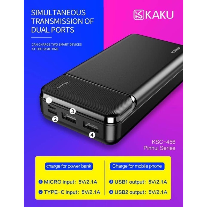 Sạc dự phòng Kaku KSC-456 dung lượng 20.000mah BH 6 THÁNG