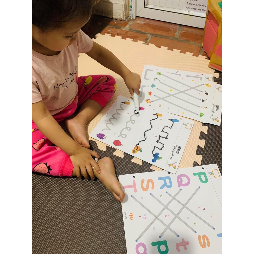 Học liệu montessori tập tô/vẽ/xóa thông minh 64 trang cho bé từ 2 tuổi