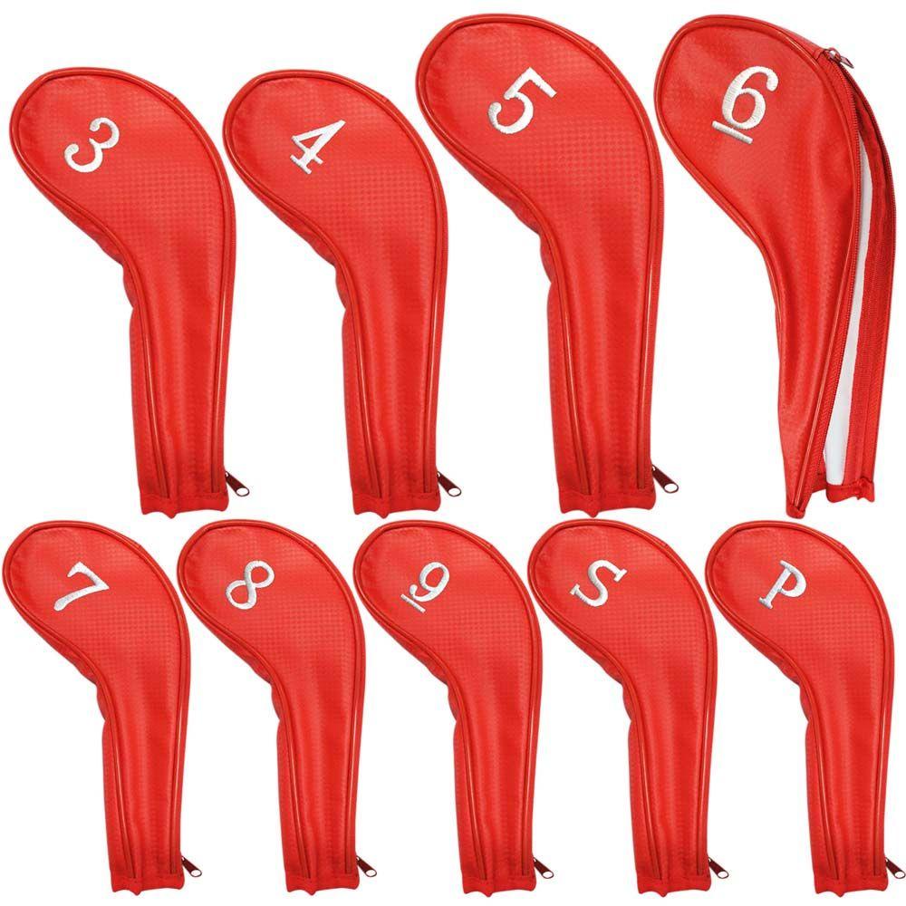 Set 9 Vỏ Bọc Đầu Gậy Đánh Golf DARNELL 4-9P ,S ,A Bằng Da PU Thêu Số