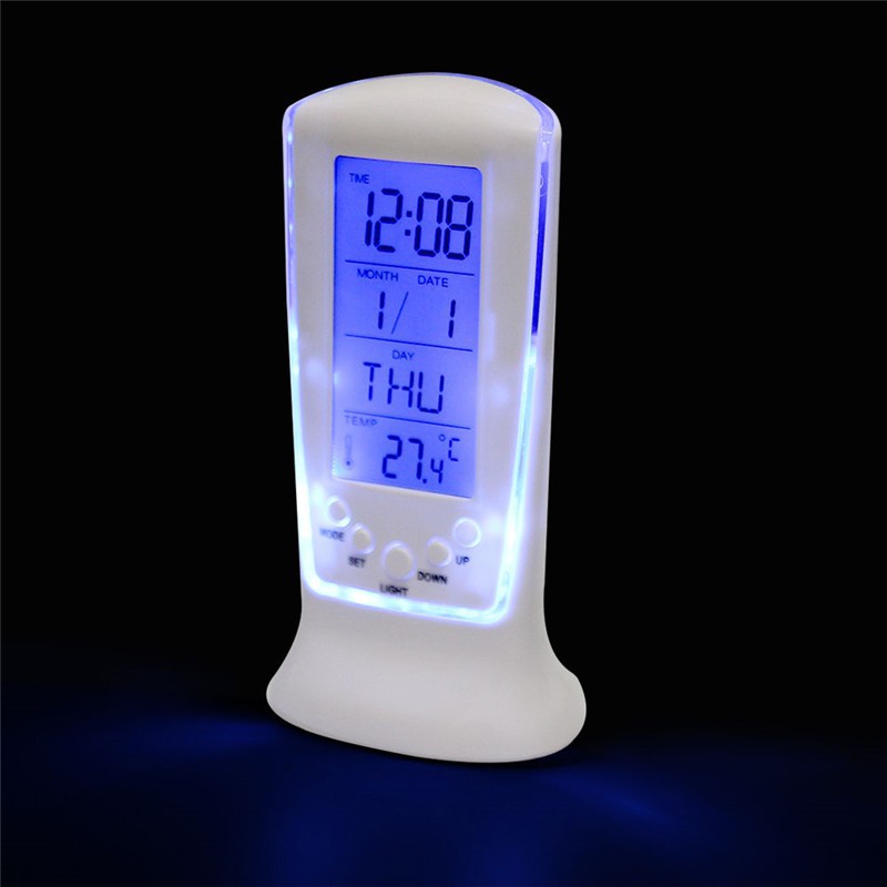 Đồng Hồ Báo Thức Kỹ Thuật Số Có Đèn LED Và Lịch Với Ánh Sáng Xanh