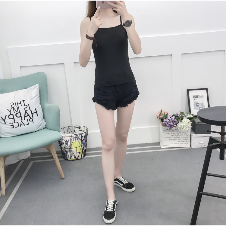 Áo Hai Dây Cổ Tròn Dáng Ôm Màu Trơn Phong Cách Hàn Quốc | BigBuy360 - bigbuy360.vn