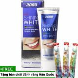 Kem đánh răng tẩy sạch vết ố trên răng 2080 Shining White 3D Effect Hàn Quốc 100g + Bàn chải đánh răng Sparkling Nano Hà