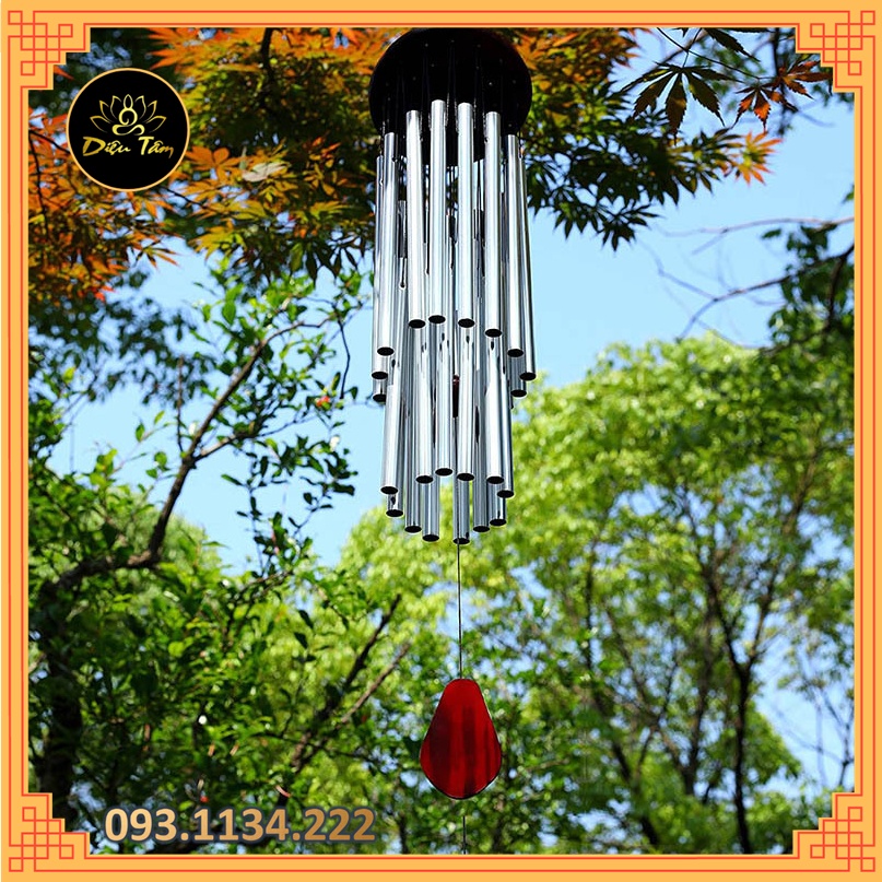 Chuông gió may mắn  18 thanh nhôm màu bạc