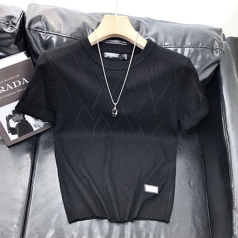 Áo Thun Dệt Kim Tay Ngắn Dáng Ôm Thiết Kế Trẻ Trung Hợp Thời Trang Cho Nam