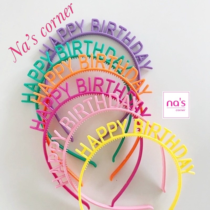 Băng đô cài tóc bờm nhựa Happy Birthday chúc mừng sinh nhật xinh xắn dễ thương