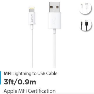[Chính hãng] Dây cáp sạc Anker A7101 Lightning 0.9m - Trắng (Check code chính hãng)
