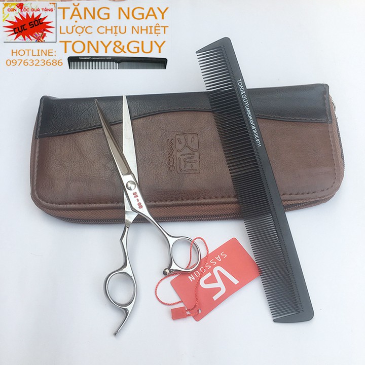 Bộ 2 Kéo Cắt Tỉa SASSOON Thép Nhật Cao Cấp ( Mua một bộ kéo được tặng bao da+lọ dầu+khóa kéo+2lược)