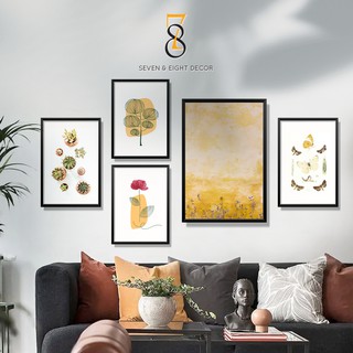 Bộ 05 Tranh Canvas | Gam Màu Vàng Xanh Ấm Áp 5FYEL001 | Tranh Căng Khung Cao Cấp | Tặng Kèm Đinh Đa Năng