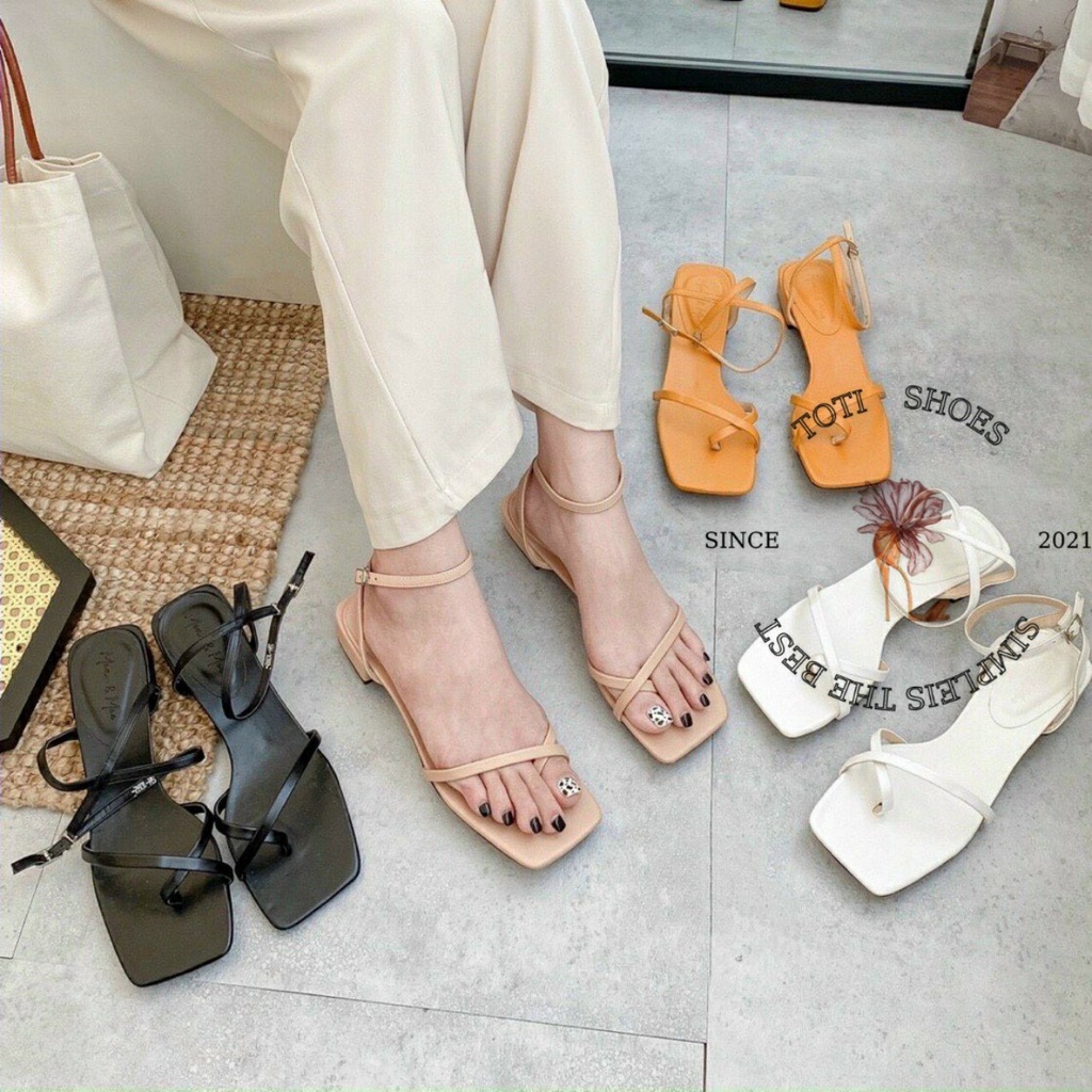 SANDAL NỮ XỎ NGÓN TOTIIE SHOES - GIÀY THỜI TRANG ĐẾ VUÔNG 2CM - GIÀY QUAI KẸP XỎ NGÓN MŨI VUÔNG S2009080