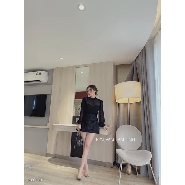 H8-đầm dạ phối tay voan