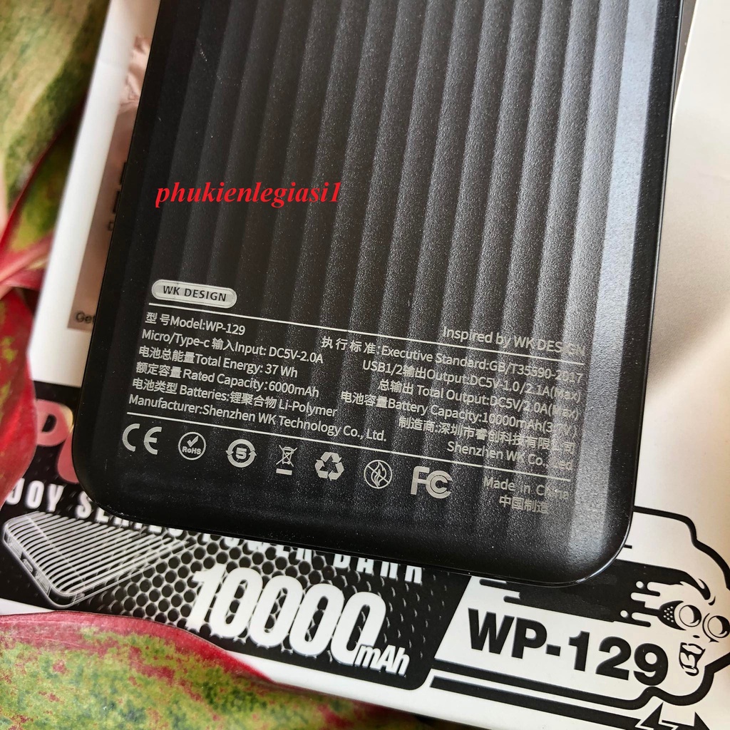 Pin SDP 10000MAH WK WP129 2 CỔNG USB vào và ra