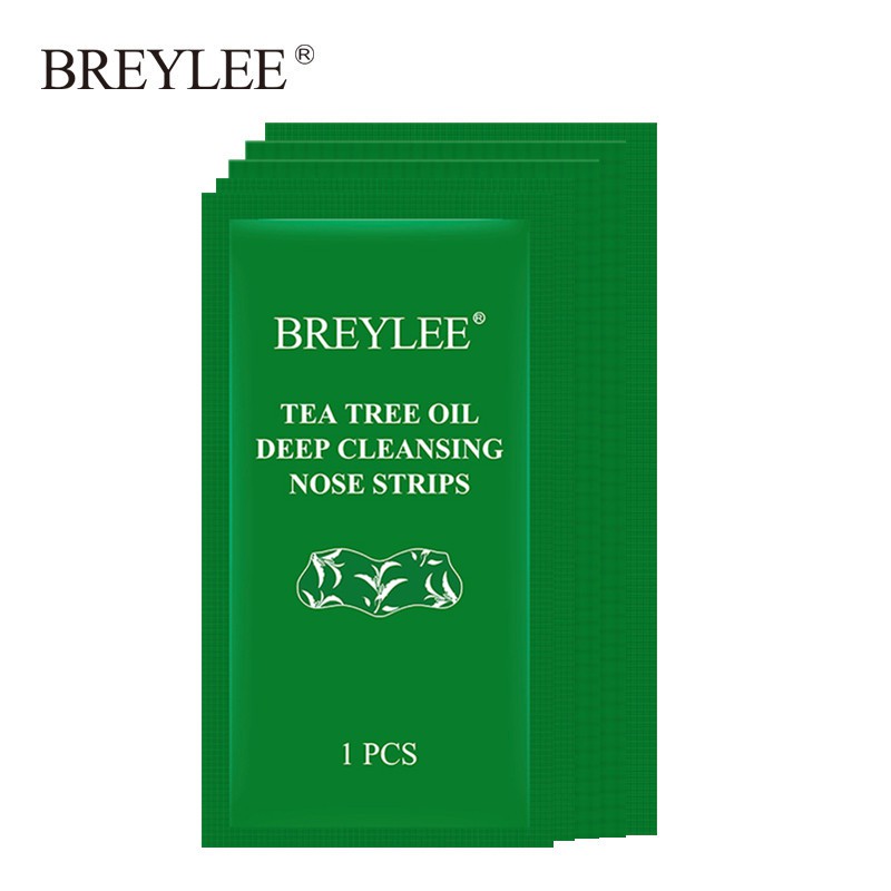 BREYLEE 5 miếng Dầu cây trà làm sạch sâu các miếng dán mũi lột mụn đầu đen làm sạch sâu tiện dụng