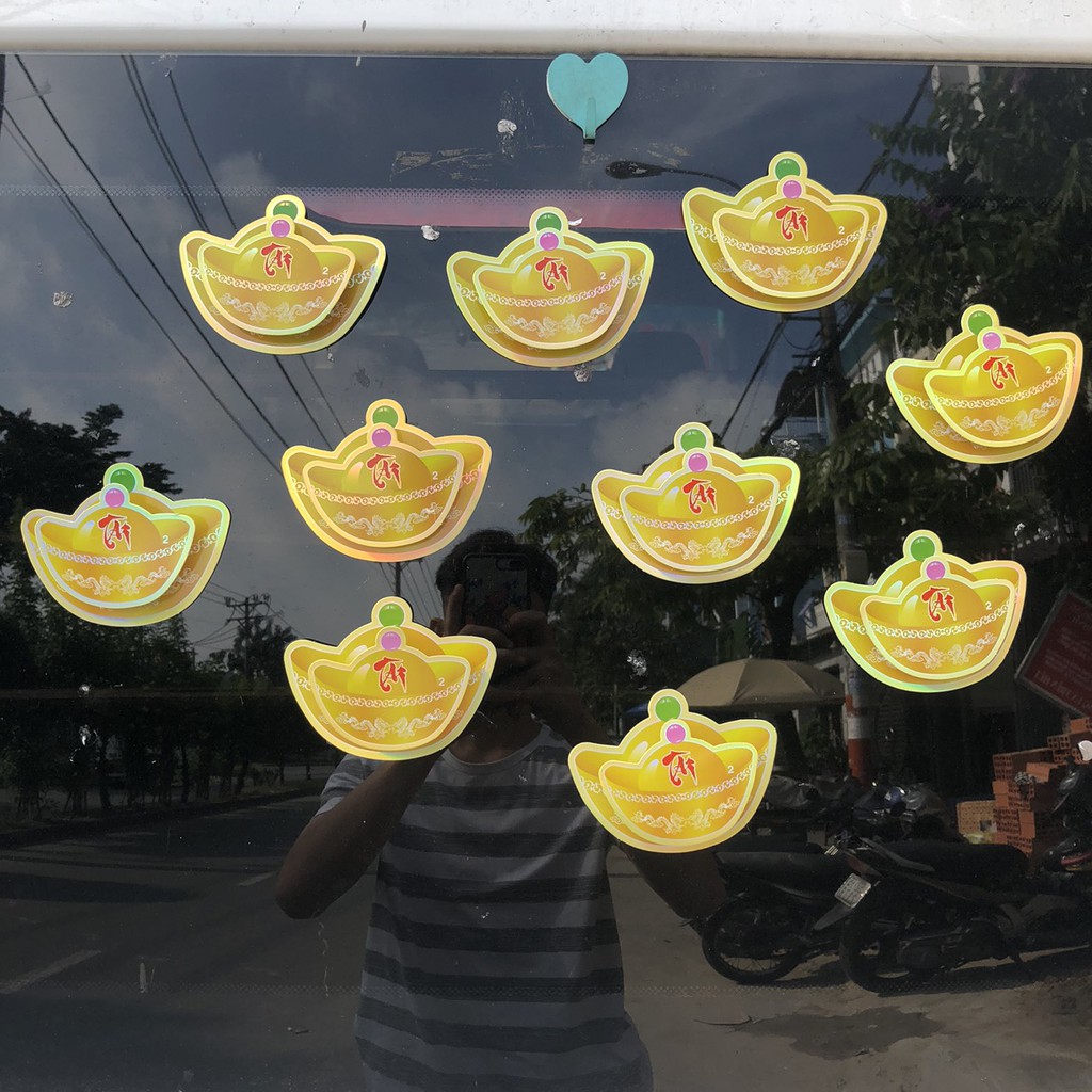 Hình dán trang trí tết set thỏi vàng