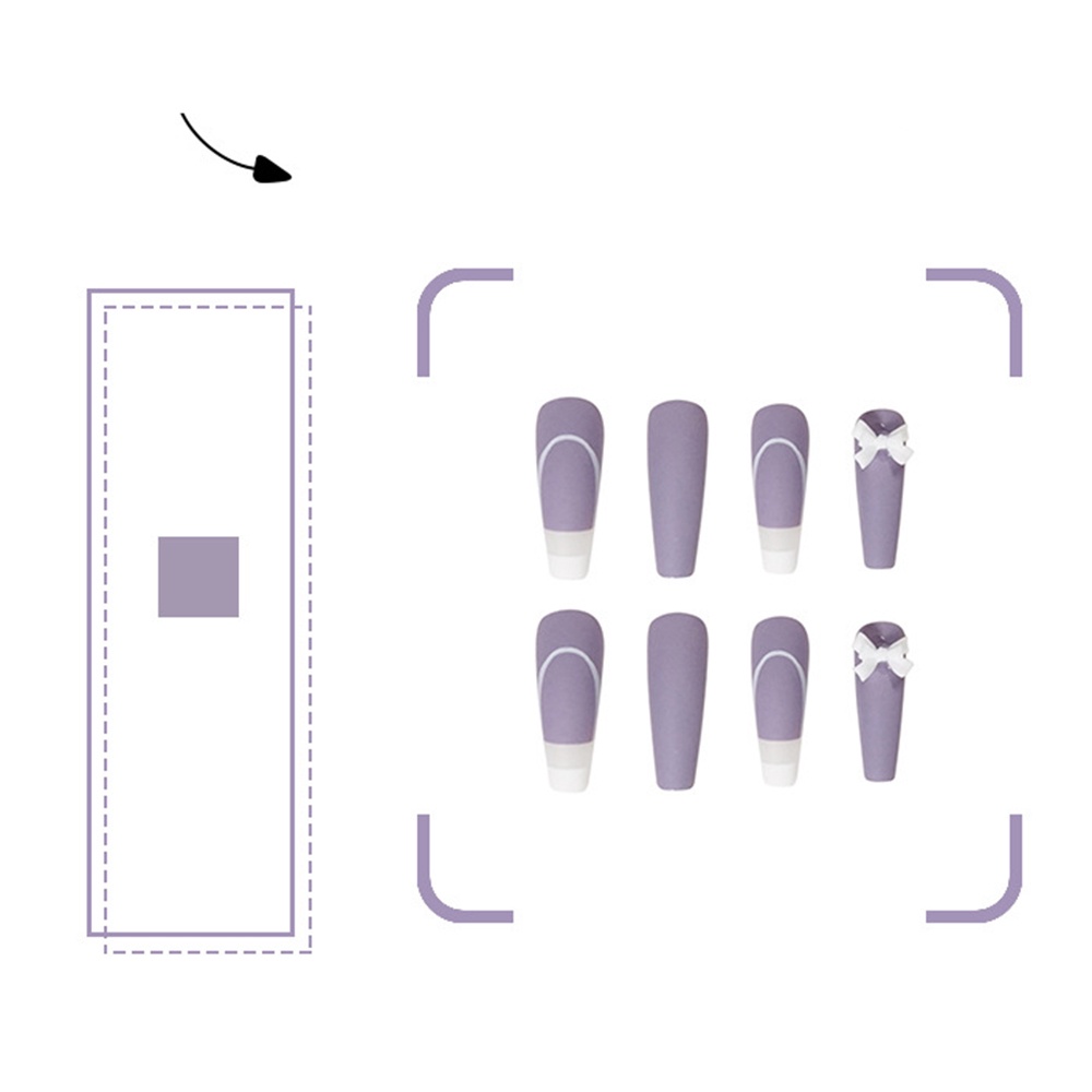 Miếng Dán Móng Tay Giả Plus Hình Nơ Tím Có Thể Tháo Rời