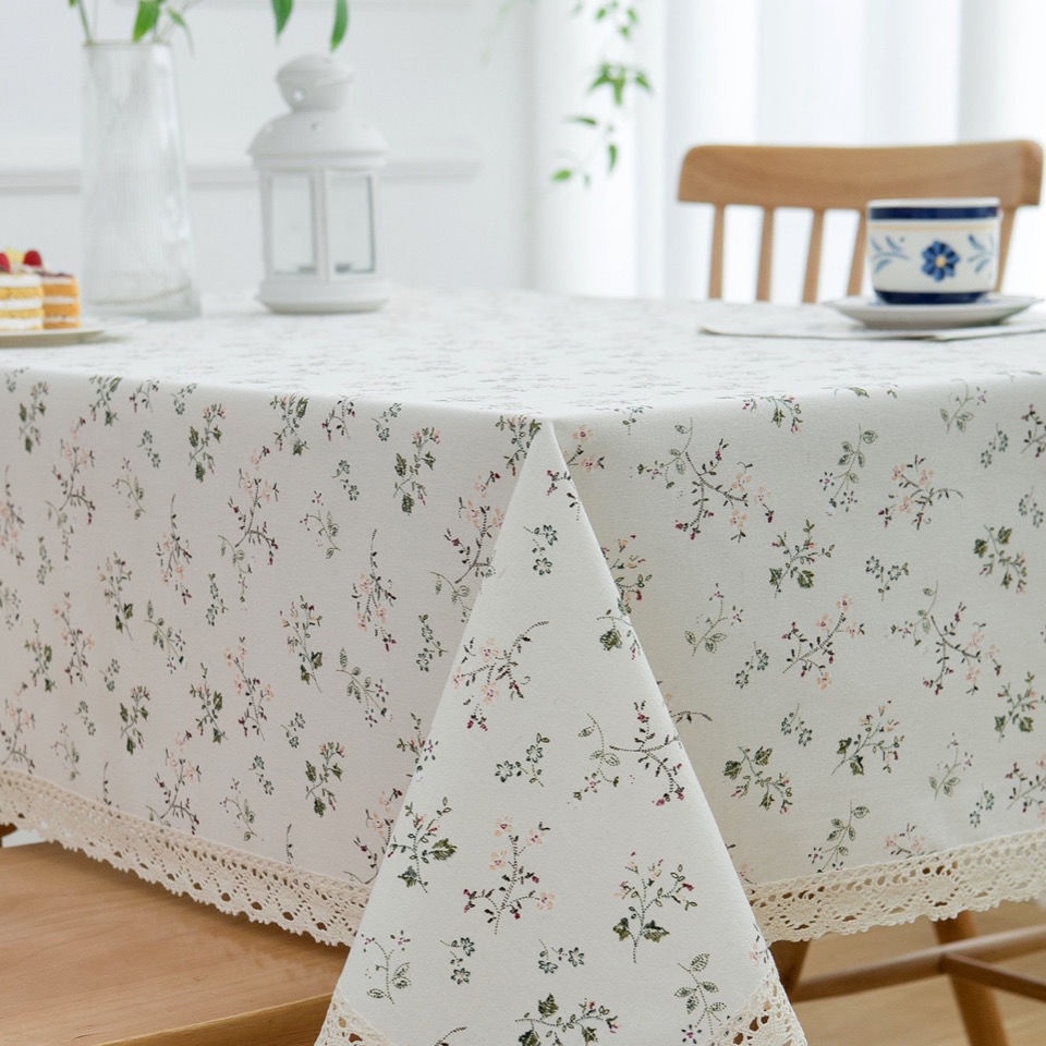 Khăn Trải Bàn Vải Cotton Ren Hoa Tươi Mới Có Thể Tùy Chỉnh