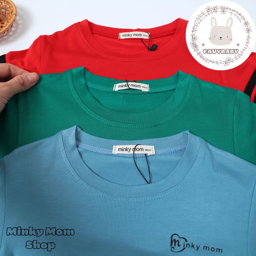 Đồ Bộ MINKY MOM Chính Hãng Bé Trai Bé Gái Tay Ngắn Sọc Thể Thao Năng Động Màu Trơn Trẻ Em 8-18kg 0 - 5 Tuổi - Favybaby