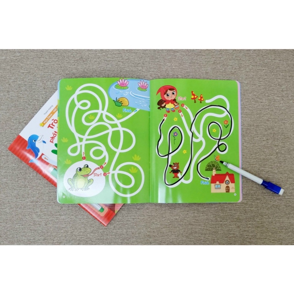 Sách - Bộ 4 quyển trò chơi mê cung phát triển trí tuệ phiên bản Wipe Clean viết xóa được cho bé 2 - 6 tuổi NSTO