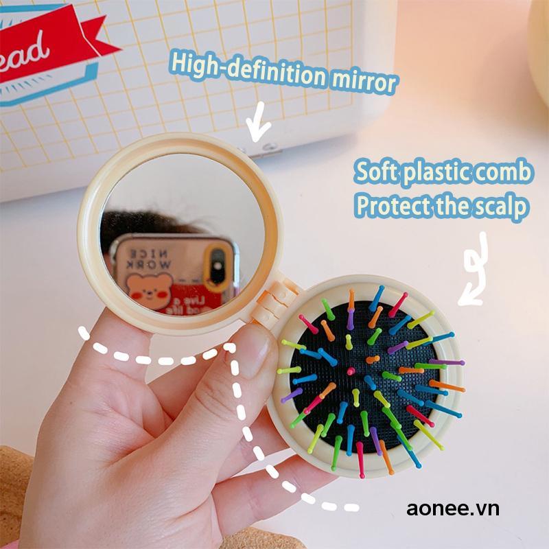 ✨✨Lược Kèm Gương GỠ RỐI TÓC Đệm Khí Hoạ Tiết Dễ Thương