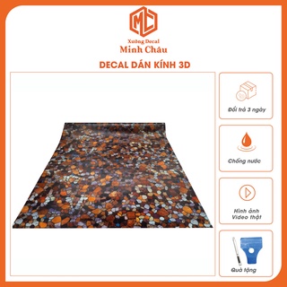 Miếng Decal dán kính 3D hình đá sỏi T022 khổ 90x100cm cản nắng phòng ngủ