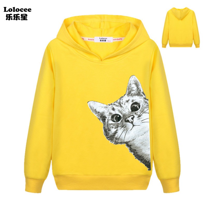 Áo khoác nỉ bé gái Hoodie in hình mèo dễ thương Áo khoác cho trẻ em