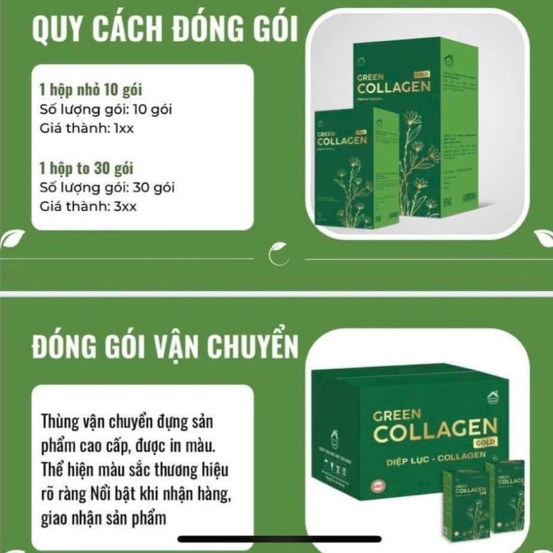 Diệp Lục Collagen Gold Green Development - Hộp nhỏ mini 10 gói