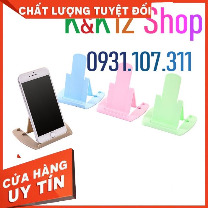 Giá đỡ điện thoại. Giá đỡ smartphone điều chỉnh độ cao gấp gọn 2 nấc bằng nhựa tiện lợi, gọn, nhẹ, bền bỉ.