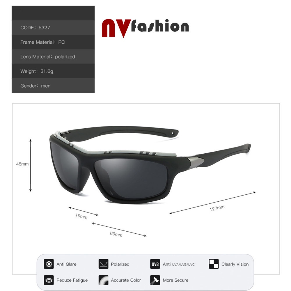 Kính mát thể thao nam nữ NVfashion A5327, tròng phân cực chống tia uv (nhiều màu) | BigBuy360 - bigbuy360.vn