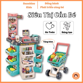 Bộ đồ chơi quầy siêu thị kèm xe đẩy loại lớn 47 chi tiết kèm âm thanh và ánh sáng cho bé - Sunshinekids