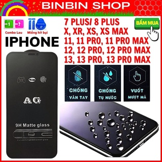 Kính cường lực chống vân tay iphone xs max 11 pro max 12 pro max 13 pro max 7 plus 8 plus x xr - ag nhám full màn hình