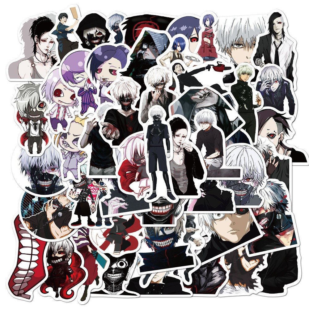 Set 10/25/50 miếng dán pvc chống thấm nước trang trí điện thoại/hành lý/laptop/ván trượt hình anime Tokyo Ghoul