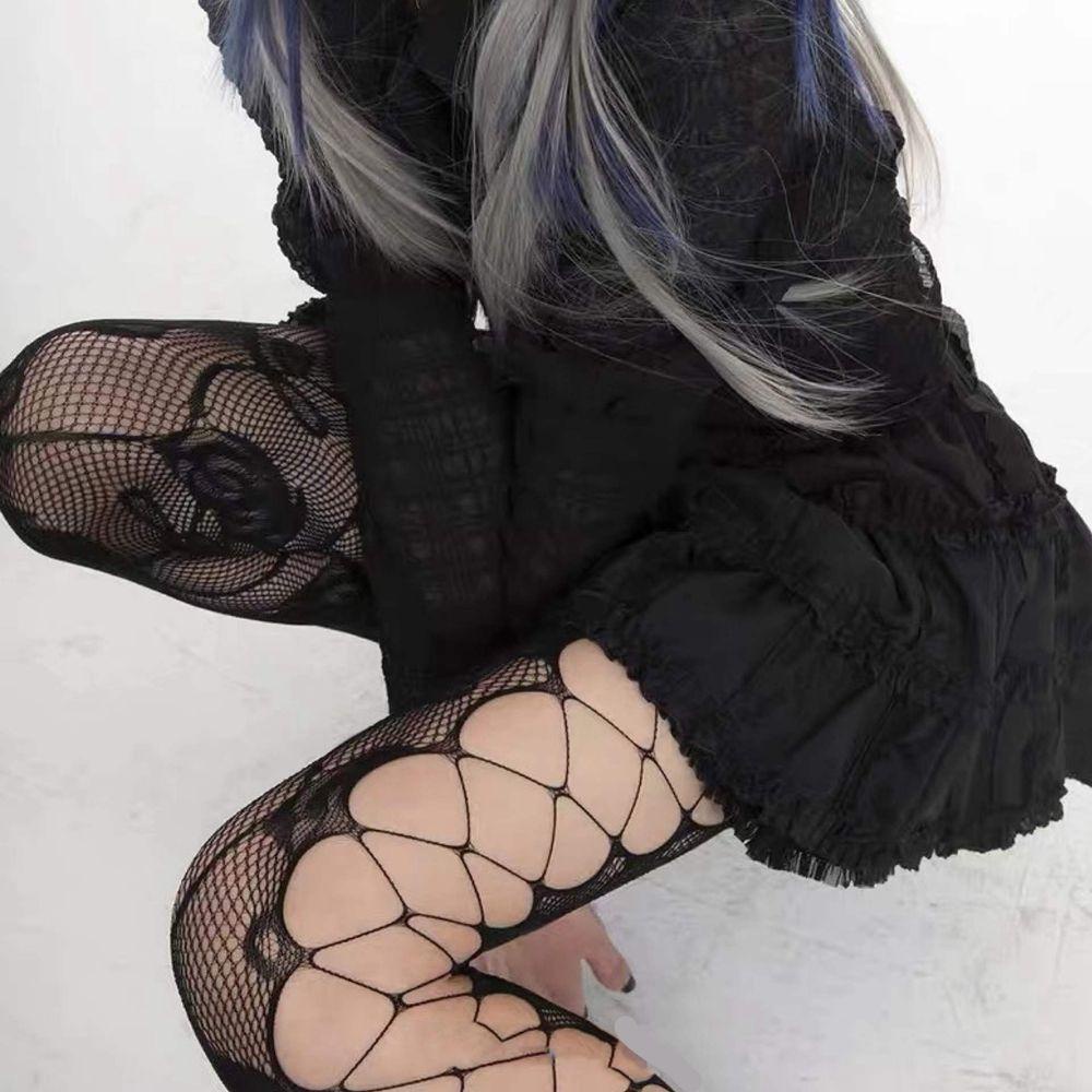 Tất Lưới Đen Co Giãn In Họa Tiết Hoa Lolita 1 Cho Nữ