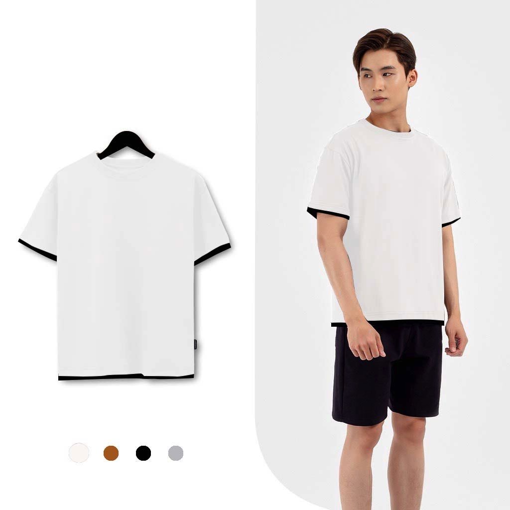 Áo Phông Nam Thể Thao Chất Cotton Tổ Ong 4 Màu Phối Viền Trẻ Trung