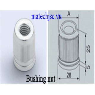 Nút chèn chân đế (bushing nut) dùng cho ống inox phi 27 dày 0.8mm, lỗ trong 25.6mm