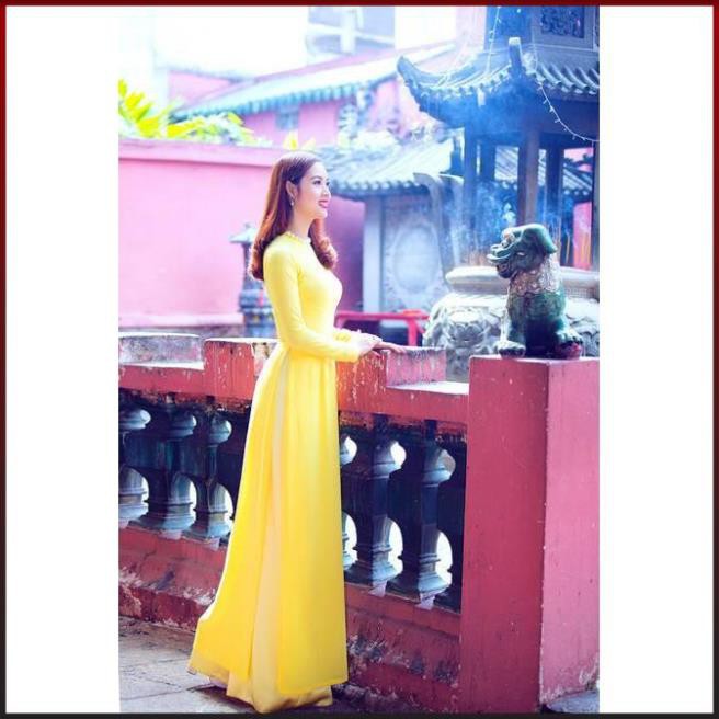 ÁO DÀI BỘ TRƠN VÀNG - TRẺ TRUNG THANH LỊCH ADT2T-Vàng
