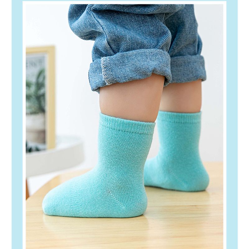 Vớ cotton mềm mại thoáng mát chống trượt màu kẹo trơn dành cho bé trai và bé gái từ 0-7 tuổi