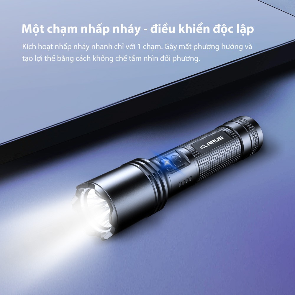 Đèn pin đèn sạc KLARUS A1 sáng 1100 lumen xa 230m sạc Type-C pin 18650 2600mAh kèm theo Đèn & Đèn pin